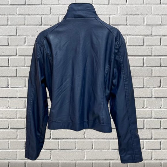 Blue Faux Leather Jacket (NWOT) - Picture 3 of 7